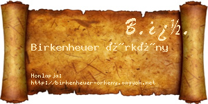 Birkenheuer Örkény névjegykártya